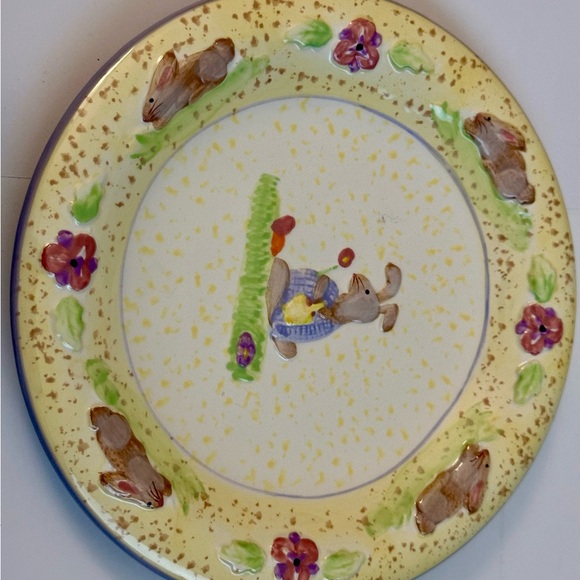 Baum Bros Style Eyes Vintage Dessert Plate, Embossed Rabbits, Rare Easter Decor - Picture 3 of 12